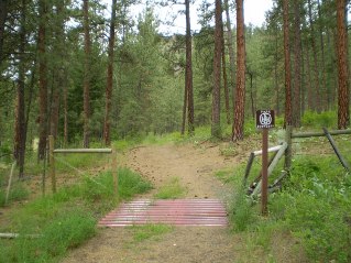 Trail starts on right side after the cattle guard at the north end of Mahoney Lake, Mahoney Lake to Hawthorne Mountain, 2011-06.