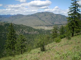 View from further along the ridge of the White Lake Observatory, Mahoney Lake to Hawthorne Mountain, 2011-06.