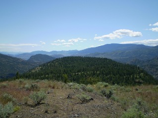 Looking south at the route back from a high point on Mt Hawthorne. Mahoney Lake is on other side of the mountain in the foreground, Mahoney Lake to Hawthorne Mountain, 2011-06.