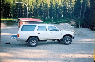 Parking in Highway Works Yard, Needle Peak Trail 2001-08.