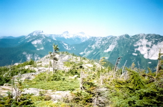 View of distant mountains from ridge, Needle Point Trail 2001-08.